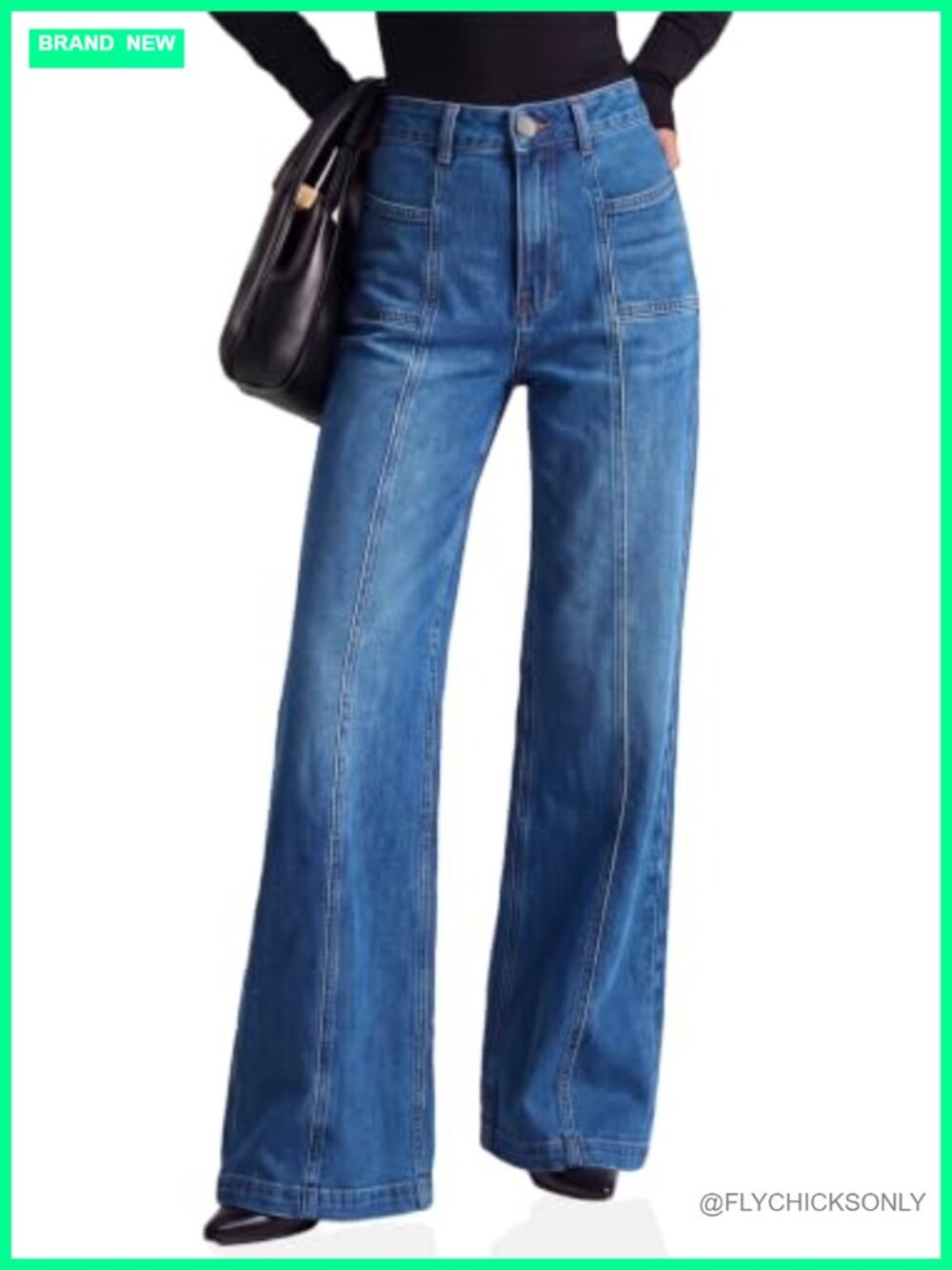 High Waisted Flare Jeans Baggy Bell Bottom Seam Denim Pants